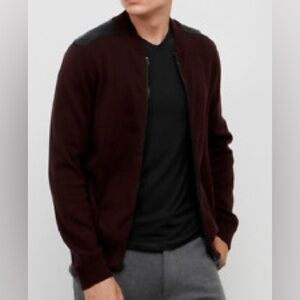 Kenneth Cole Mens Maroon zip up Cotton knit sweater size medium